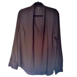 Beautiful Ann Taylor Long Sleeve Tie Neck Blouse Black ⚫️ Size Large